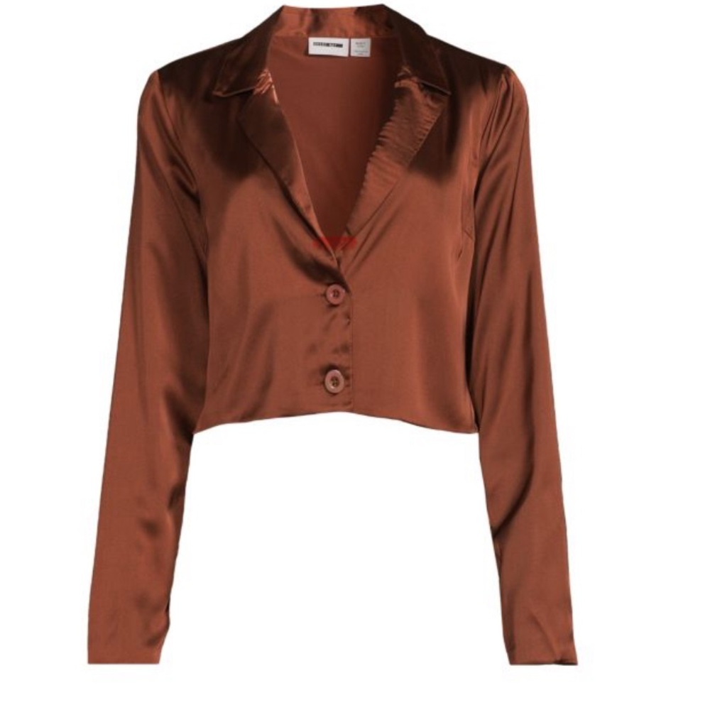 Noisy May Cropped Blazer Top in Cappucino